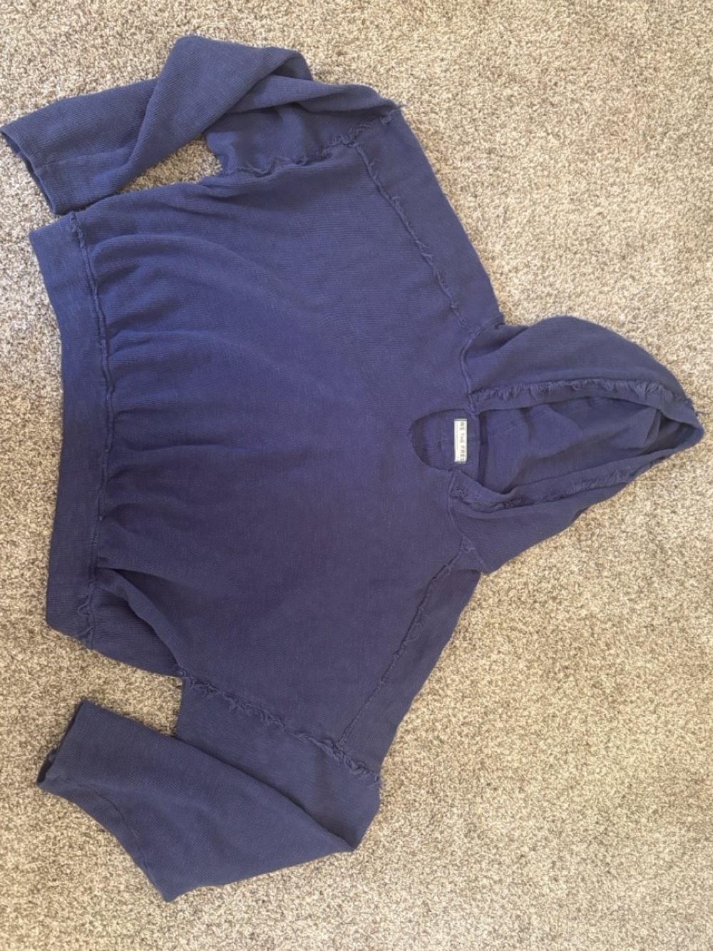 Free People - We the free - Navy Blue Hooded Pullover Sweatshirt - Picture 2 of 5
